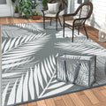 GENIMO Outdoor Rug 6' x 9' Waterproof for Patios Clearance, Reversible Plastic Straw Camping Carpet with Rectangular Storage Bag, Large Area Rugs and Mats for RVs,Garden, Beach, Gray & White by GENIMO