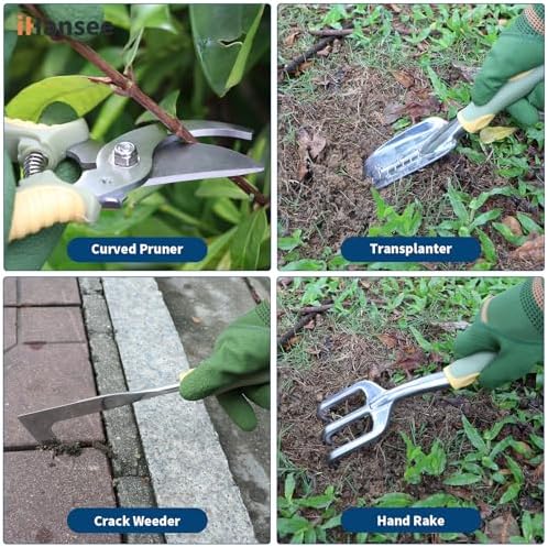 Green Garden Tools Set 12-Piece, Gardening Gifts for Women Men - Image 3