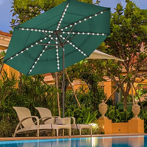 EliteShade USA 10-Year-Non-Fading 9ft 3-Tier Market Patio Umbrella, Commercial Table Umbrella with 80 Solar LED Lights, Crank Open, Windproof & UPF 50+ UV Protection for Garden, Deck, Pool, Backyard, Forest Green - Image 4