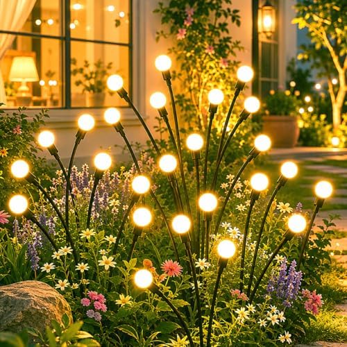 OZS 8 Pack 64 LED Solar Garden Lights, Solar Firefly Lights Outdoor by OZS