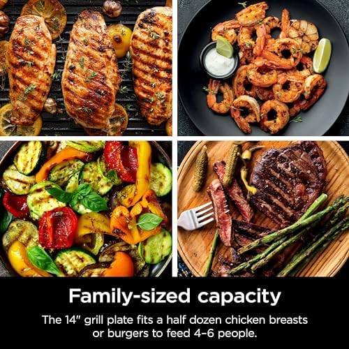Ninja GR100 Sizzle Smokeless Indoor Grill with Nonstick Grill Plate, Dishwasher-Safe Removable Mesh Lid, 500F Max Heat, Even Edge-to-Edge Cooking, Black (Renewed) - Image 6