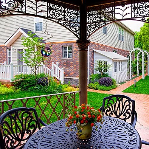 Fonmy Gazing Ball Spiral Tail -Decorative Wind Spinner 11 inch Tail and 2 inch Steel Orb. Indoor Outdoor Garden Decoration Silver Multi Color Ball -13 inch Height - Image 4