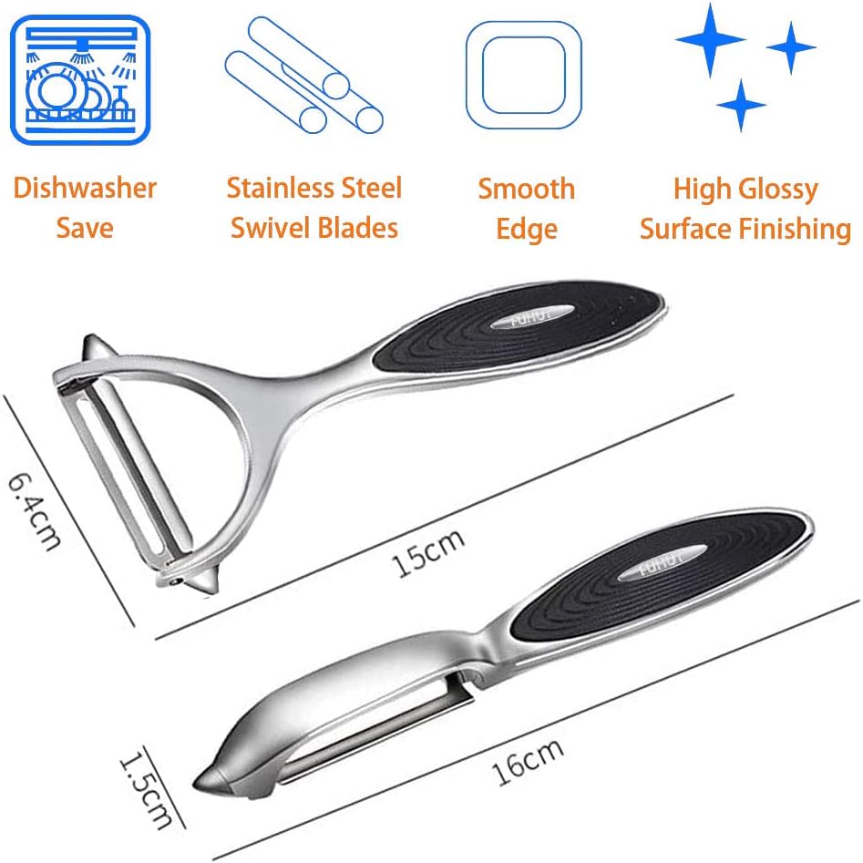 FUHUY Vegetable, Apple Peelers for kitchen, Fruit, Carrot, Veggie, Potatoes Peeler, Y-Shaped and I-Shaped Stainless Steel Peelers, with Ergonomic Non-Slip Handle & Sharp Blade, Good Sturdy (2PCS) - Image 2