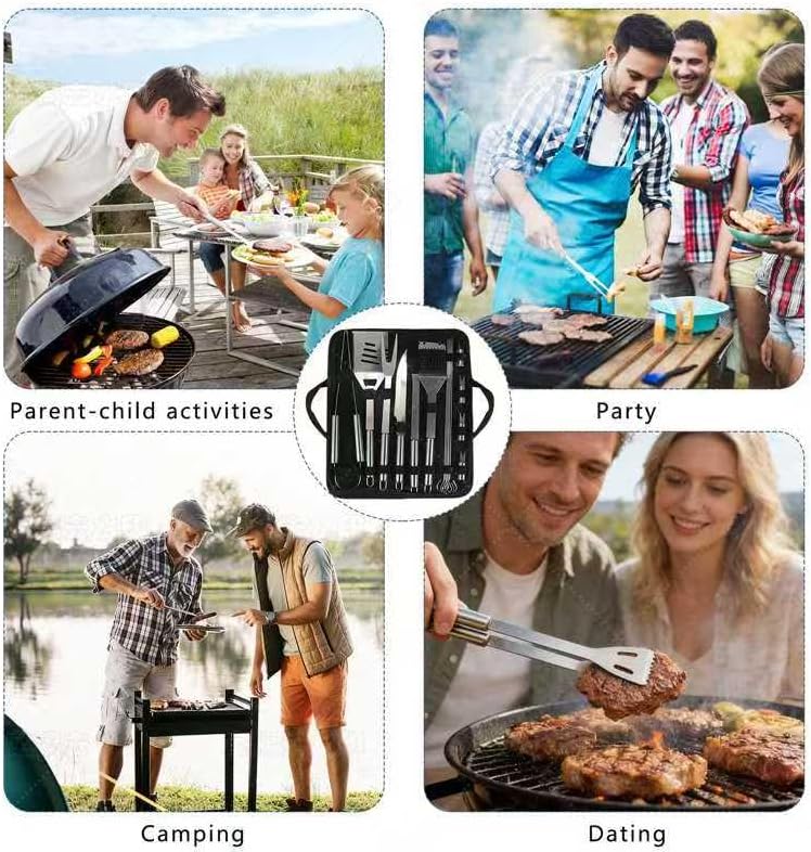 16PCS BBQ Grill Accessories Set,Grilling Tools Gift Set for Men Birthday Father's Day, Portable Multifunction Grilling Utensils Tools Kit with Storage Bag for Outdoor Grill Camping BBQ Party - Image 7