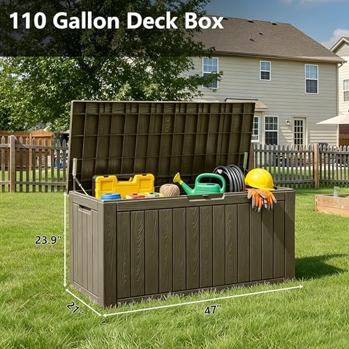 KAMABOKO Outdoor Storage Box, 110 Gallon Deck Box Outdoor Waterproof - Image 2