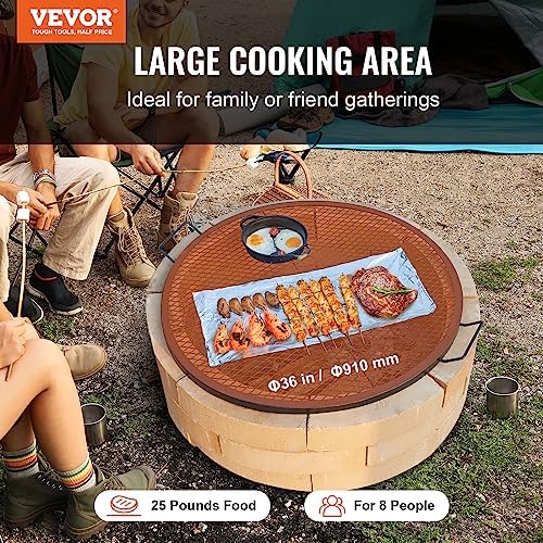 VEVOR X-Marks Fire Pit Grill Grate, Round Cooking Grate, Heavy Duty Steel Campfire BBQ Grill Grid with Handle and Support X Wire, Portable Camping Cookware for Outside Party & Gathering, 36 Inch Black - Image 4