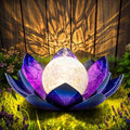 Huaxu Solar Lights Outdoor Decor, Purple Lotus Flower Light, Waterproof LED Crackle Globe Glass Lamp for Garden, Patio, Yard, Porch, Pathway, Ground, Tabletop Gifts for Mom,Women by Huaxu