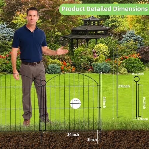 Decorative Garden Fence, 24in (H) x 10ft(L) No Dig Fence with Gate - Image 2