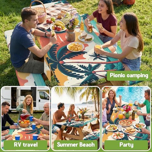 Picnic Table Cover with Bench Covers Table Cloth Tablecover Camping Essentials Camp Tools Camper Ideas Outdoor Beach Summer Accessories Must Haves Motorhome Trailer Road Trip Tent Rv Travel Supplies - Image 6