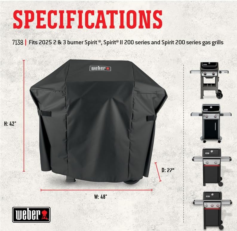 Weber® Premium Outdoor Grill Cover for Select Spirit Gas Grills, Black - Image 2