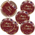 40pcs Red Happy birthday Supplies,include 20 Dessert plate and 20 Napkin,Red and Gold Party Plate Napkin Set,Used for Girls and women Party Decoration by Egami