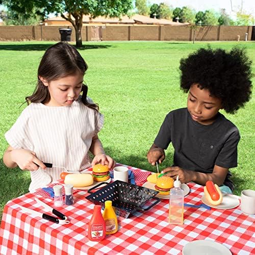 27 PCS Kids BBQ Grill Playset Backyard Barbecue Play Grill Toy Set for Kids, Play Food Sets for Kids Kitchen - Image 2