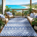 Outdoor Rug 5 x8 ft, Plastic Rug for Patio, Navy & White by OutdoorFurnitureCushion