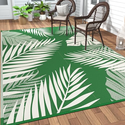 GENIMO Outdoor Rug, Waterproof Plastic Rugs 10'x14' for Camping Dark Green by GENIMO