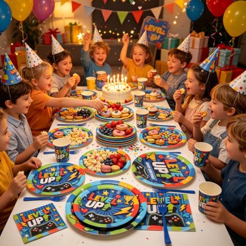 120Pcs Video Game Party Plates and Napkins Supplies for Birthday Serves 24 - Image 5