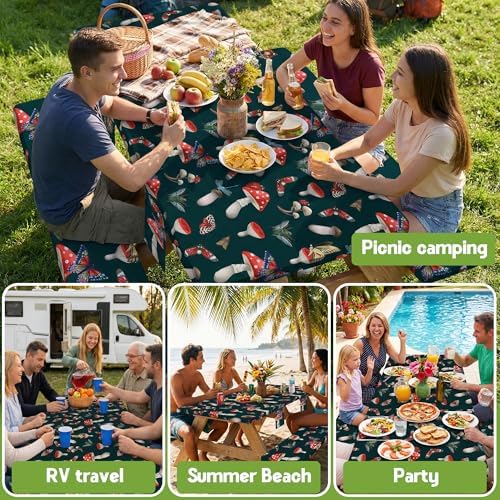 Picnic Table Cover with Bench Covers Elastic Tablecloth Camping Essentials Table Cloth Outdoor Glamping Cool Fun Unique Ideas Birthday Camping Gifts for Mother Mama Mommy Mom from Daughter Son Black - Image 6