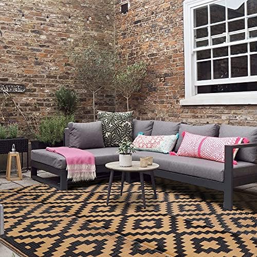 SAND MINE Reversible Mats, Plastic Straw Rug, Modern Area Rug, Large Floor Mat and Rug for Outdoors, RV, Patio, Backyard, Deck, Picnic, Beach, Trailer, Camping, Black & Brown, 5' x 8' - Image 6