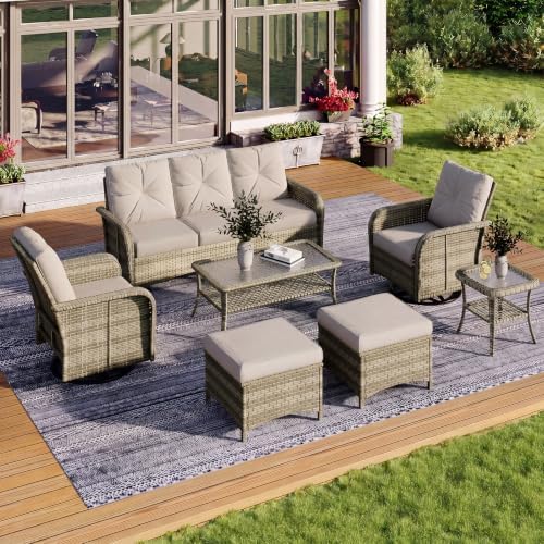Aoxun 7-Piece Wicker Outdoor Patio Furniture Set with Thick Cushions - Image 4