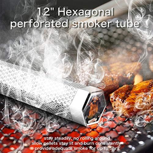 Smoke Tube for Pellet Smoker, 12'' Smoker Tube for Pellet Grill - Hot or Cold Smoker Accessories for Electric Gas Charcoal Grilling, Premium Stainless Steel Portable Barbecue Smoking Tube, Bonus Brush - Image 2