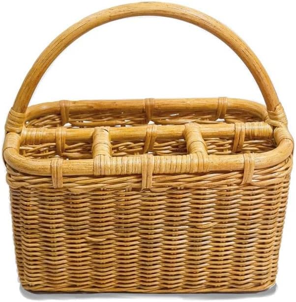 The Basket Lady Wicker Utensil Caddy, 4-sections, Sandstone - Image 2