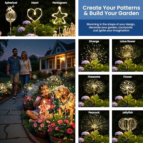 4Pack Solar Lights Outdoor, 120LED Firework Lights - Image 5