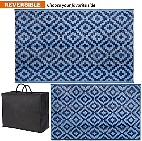 SAND MINE Reversible Mats, Plastic Straw Rug, Modern Area Rug, Large Floor Mat and Rug for Outdoors, RV, Patio, Backyard, Deck, Picnic, Beach, Trailer, Camping, Blue, 5' x 8' - Image 4