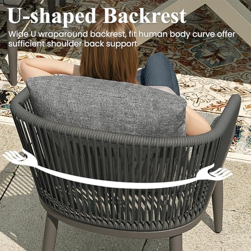 LayinSun 10 Pieces Outdoor Patio Dining Set, Aluminium Rectangular Dining Table and Wicker Rattan Chairs Set for Outside Backyard, Poolside - Image 3