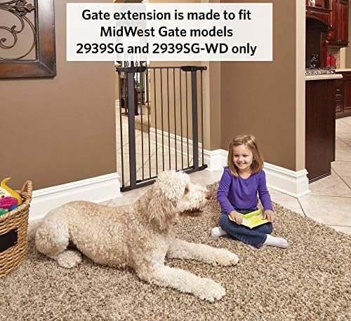 MidWest Homes for Pets Steel Pet Gate Extension; Pet Gate Extension Measures 3' Wide x 39' High in Textured Graphite (Fits MW Model # 2939SG & 2939SG-WD) - Image 3