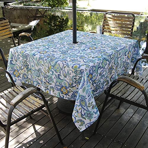 EHouseHome Outdoor Indoor 60inch SquareTablecloth with Umbrella Hole and Zipper, Waterproof Zippered Patio Table Cloths, Spring/Summer Table Covers for Backyard Circular Table/BBQs/Picnic - Image 4