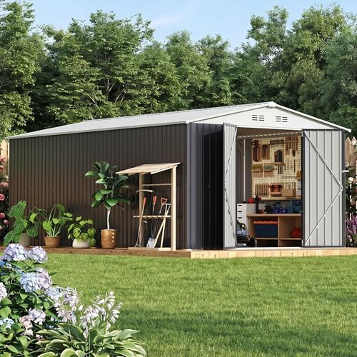 Polar Aurora 10x16 Outdoor Storage Metal Shed with Updated Frame Structure by PolarAurora