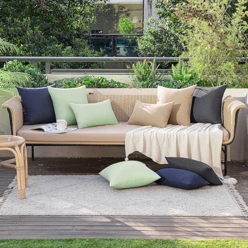 MIULEE Decorative Outdoor Pillow Covers Waterproof 20x20 Light Tan - Image 4