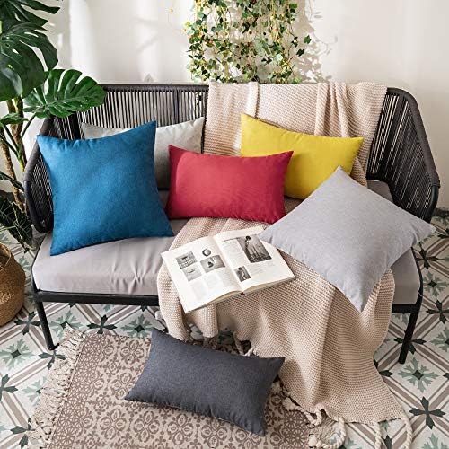 MIULEE Decorative Outdoor Pillow Covers Lumbar Waterproof 12x20 Dark Grey - Image 4