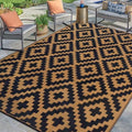 SAND MINE Reversible Mats, Plastic Straw Rug, Modern Area Rug, Large Floor Mat and Rug for Outdoors, RV, Patio, Backyard, Deck, Picnic, Beach, Trailer, Camping, Black & Brown, 9' x 12' by SANDMIND