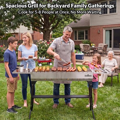 Charcoal Grill, Foldable Portable BBQ Grill for Camping & Backyard - Image 2