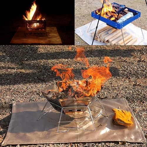 24" x 32" Fire Pit Mat Fireproof Wood Stove Under Grill Mat with Solo Stove for Outdoor Wooden Deck BBQ Lawn - Image 6