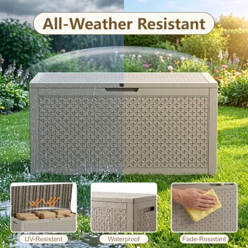 150 Gallon Outdoor Storage Box, Deck Box Waterproof, Toy Storage Bin - Image 3