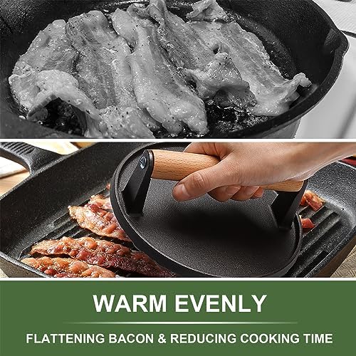 Griddle Accessories for Blackstone, Commercial Grade 12 Inch Heavy Duty Round Melting Dome with 7" Round Cast Iron Grill Burger Bacon Press, Perfect for Blackstone Camp Chef Flat Top Griddle Grill - Image 2