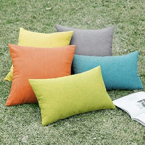 MIULEE Decorative Outdoor Pillow Covers Lumbar Waterproof 12x20 Turquoise - Image 6