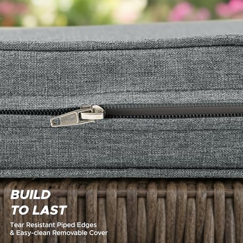 Outdoor Chair Cushions, Set of 4, 20 x 20 Inch, Dark Grey - Image 6
