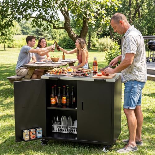 Outdoor Grill Cart with Storage & Stainless Steel Top for Outdoor - Image 7