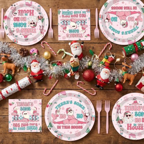 Theres Some Ho Ho Hos in This House Christmas Plates Party Decor - Image 5