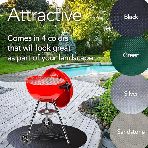RESILIA Round Under Grill Mat – Heavy Duty, Reusable Outdoor Floor Protector Mats for Deck, Patio, & Garage – Large 36 Inch Diameter, Beige/Tan Orange Peel, Made in The USA - Image 2