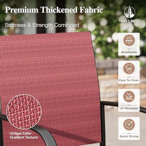 HERA'S HOUSE 7pc Outdoor Patio Dining Set for 6, Textilene Chairs, Red - Image 3