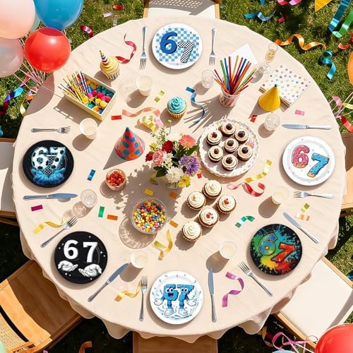 60Pcs Funny 6 7 Paper Plates 7" Heavy Duty Six Seven Theme Plates - Image 6