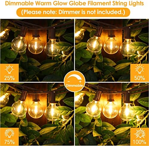 Mlambert 100Ft(2x50Ft) Outdoor String Lights, G40 Globe Patio Lights with 50+4 Waterproof LED Hanging Plastic Bulbs for Cafe Balcony Party-Brown Wire - Image 3