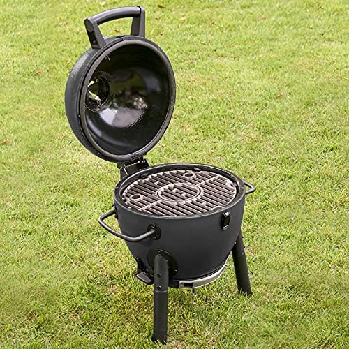Char-Griller AKORN Jr. Portable Kamado Charcoal Grill and Smoker, Triple-Wall Insulated Steel with Cast Iron Grates and Locking Lid, 155 Sq. In. Cooking Area, Ash - Image 2