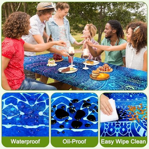 Picnic Table and Bench Cover Set, Waterproof Fitted Elastic Cloth - Image 4