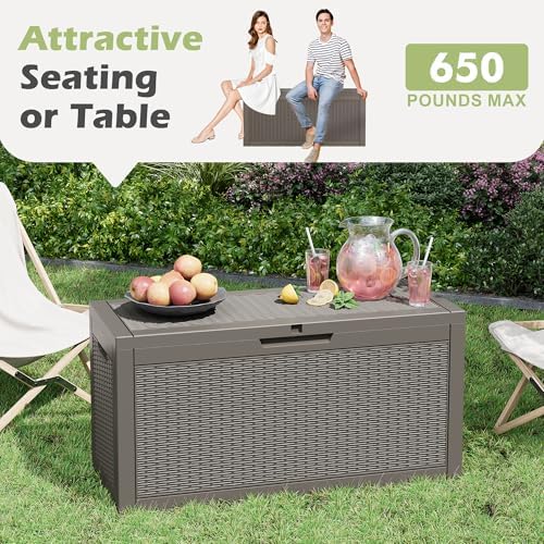 KAMABOKO 80 Gallon Outdoor Storage Box Waterproof Deck Box for Patio - Image 5