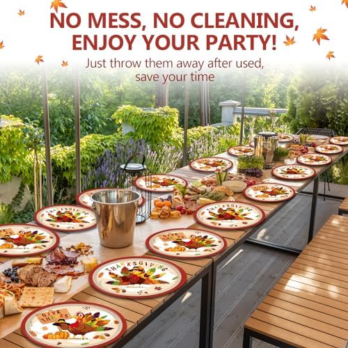 Qyeahkj 50 PCS Thanksgiving Oval Paper Plates Large 11” Disposable Turkey Party Decorations Fall Autumn Supplies Favor for Harvest Dinner Home Kitchen Serving Dish Party Tableware Set - Image 4