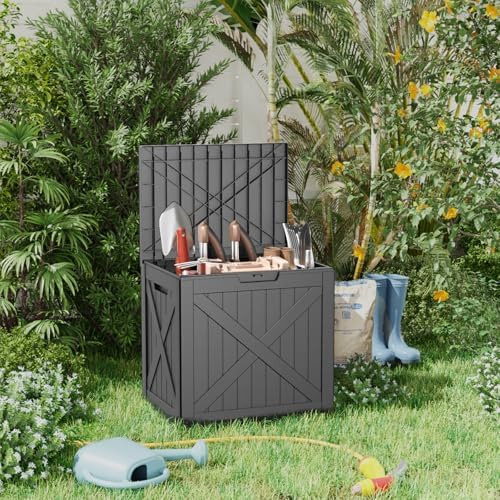 31 Gallon Outdoor Storage Box, Large Resin Deck Box for Patio Cushions, Garden Tools, Pool Accessories, Waterproof and Lockable Design, Storage Bench for Backyard & Deck(Black) - Image 3